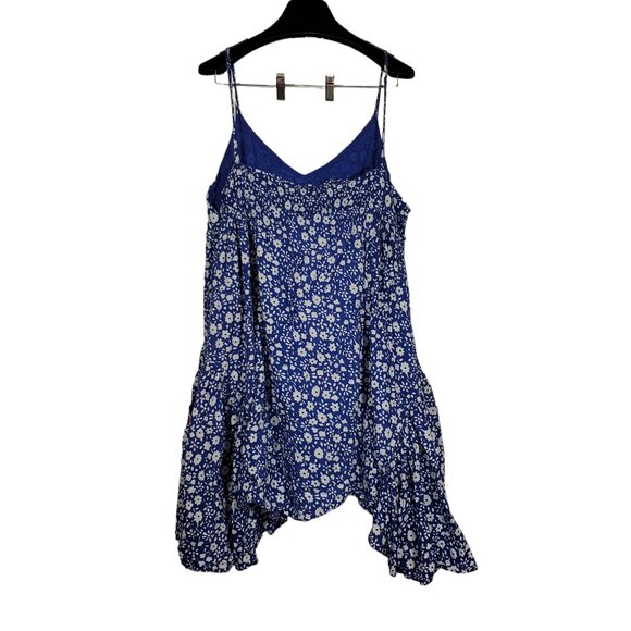 20 Something Mini Dress XL Daisy Ditsy Floral Spaghetti Strap Hanky-Hem Cottage - Picture 6 of 8